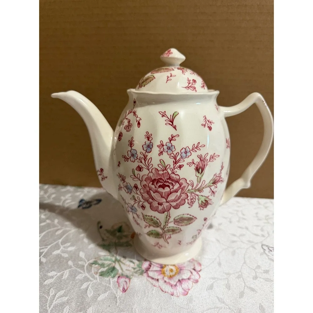 Johnson Brothers Rose Chintz Pink Coffee Pot 2.5 Pint Made in England Floral